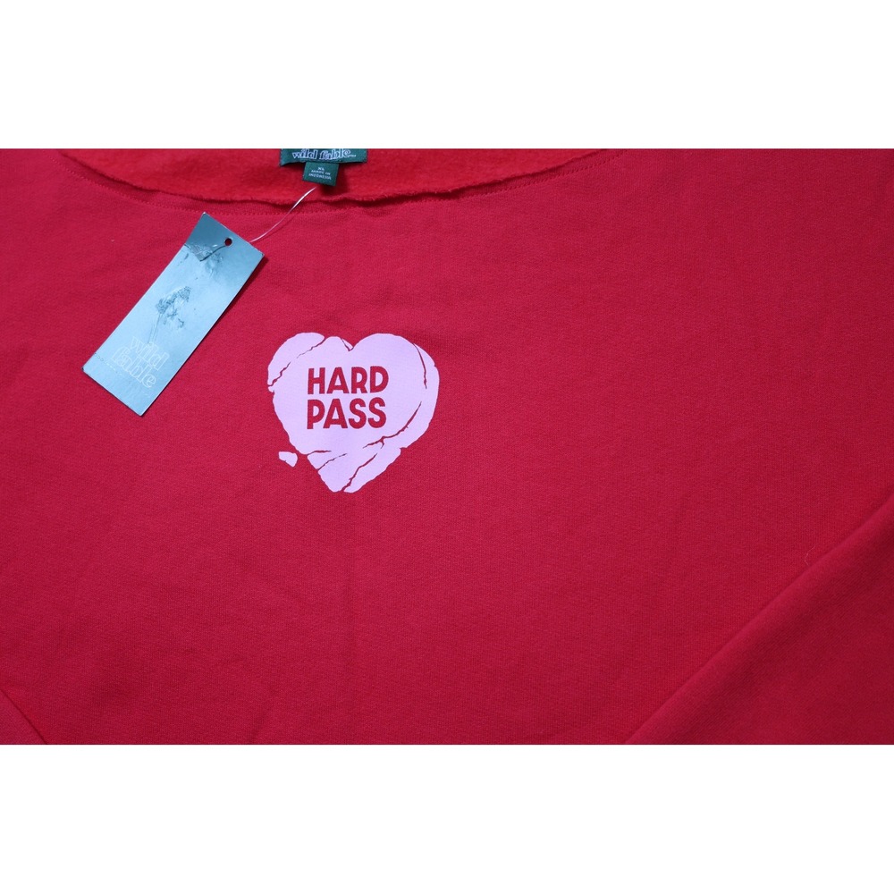 Wild Fable Riviera Red Hard Pass Heart Off Shoulder Sweatshirt XL P616X6 - Picture 3 of 7
